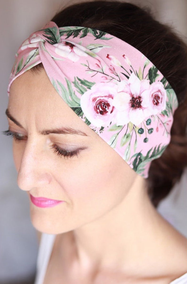 Bio-Stirnband für Damen Beige Blumen Stoff-Haarband Dehnbares Stirnband Yoga-Stirnband Stirnband damen Turban Geburtstagsgeschenk Bild 9