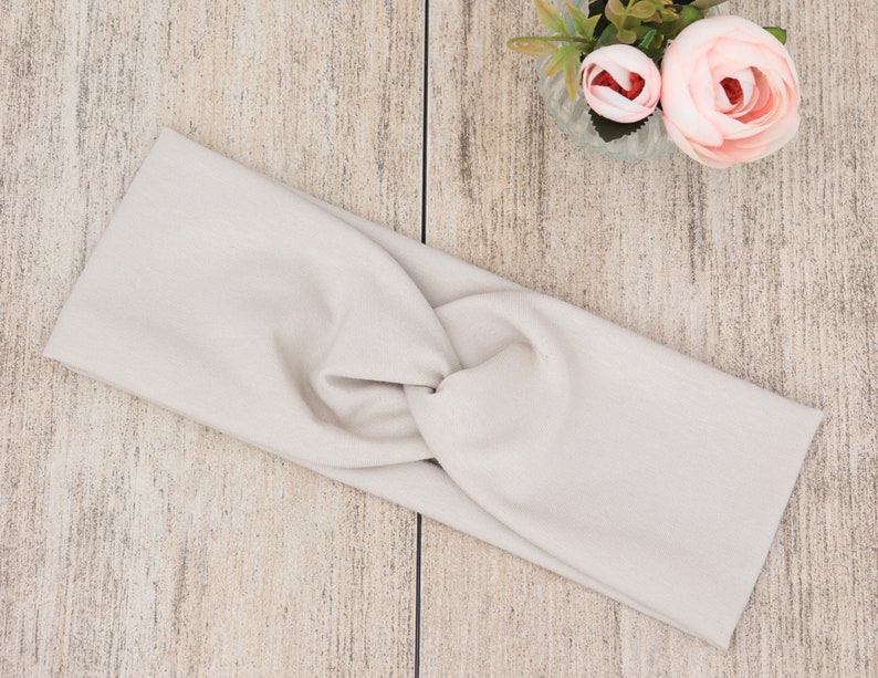 Biologische hoofdband voor dames Beige bloemen Haarband van stof Rekbare hoofdband Yoga hoofdband Stirnbanddamen Tulband Verjaardagscadeau Creme