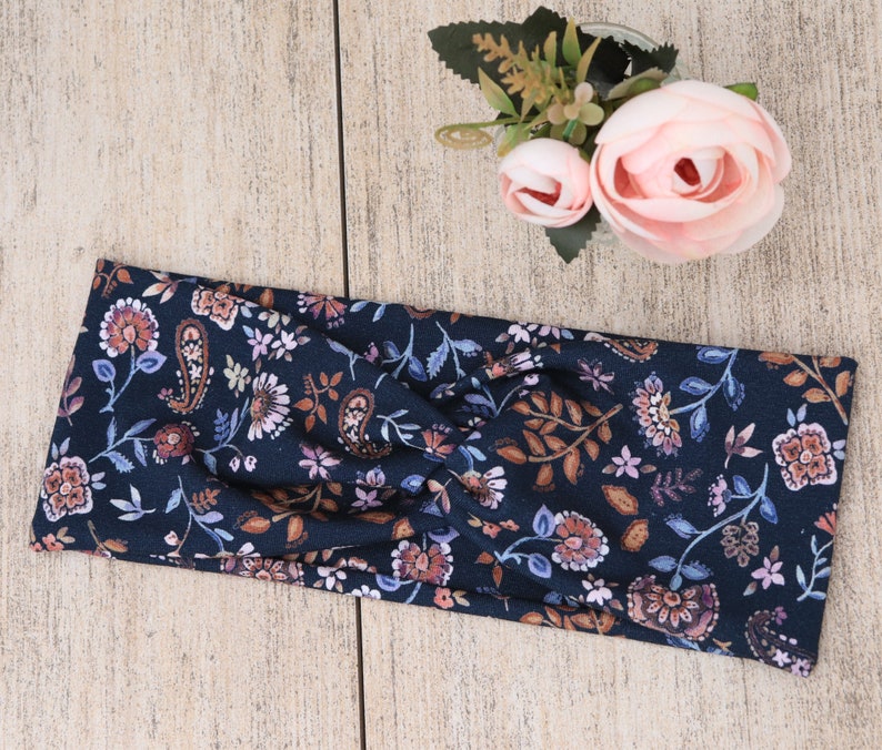 Biologische hoofdband dames Winterbloemen I. Haarband Damen Haarband van stof Rekbare hoofdband Stirnband Damen Bandeau-cheveux Yoga Floral 2.