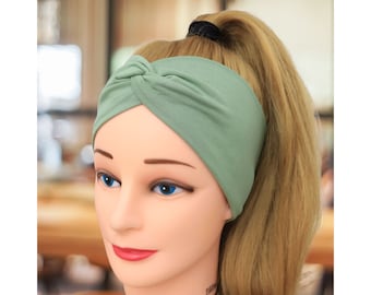 Organic Headbands for women | Fabric hairband | Light green | Stretchy headband | Yoga head band | Stirnband damen | Turban | Bandeau femme
