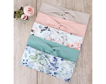 Floral Garden Headband for Women - Organic Stretchy Fabric Hairband for Yoga, Haarband, Stirnband