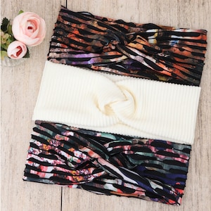 Bandeau cheveux fleuri unique | Turban femme coton bio | Bandeau yoga tissu créateur | Accessoire cheveux bohème