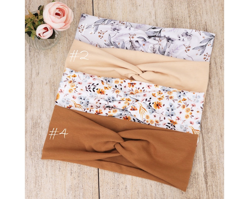 Biologische hoofdband dames Bloemen Haarband Damen Haarband van stof Rekbare hoofdband Stirnband Damen Bandeau cheveux femme Yoga afbeelding 2