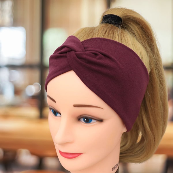 Organic Headbands for women | Stretchy cotton jersey | Burgundy | Hairbands for women | Nurse headband | Stirnband damen | Head bands | Yoga