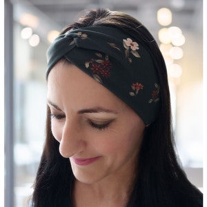 Bandeau bio pour femmes Floral forestier Haarband Dames Serre-tête en tissu Bandeau extensible Dames à bande élastique Bandeau cheveux Yoga image 3