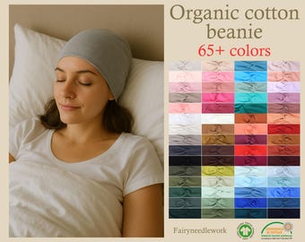 Bio Jersey Chemo Mütze Damen / Single Layer Schlafcap / Haarverlust / Sanft zur Haut / Luftig Atmungsaktiv / Nachtkomfort Ohne Druckstellen