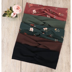 Bandeau bio pour femmes Floral forestier Haarband Dames Serre-tête en tissu Bandeau extensible Dames à bande élastique Bandeau cheveux Yoga image 1