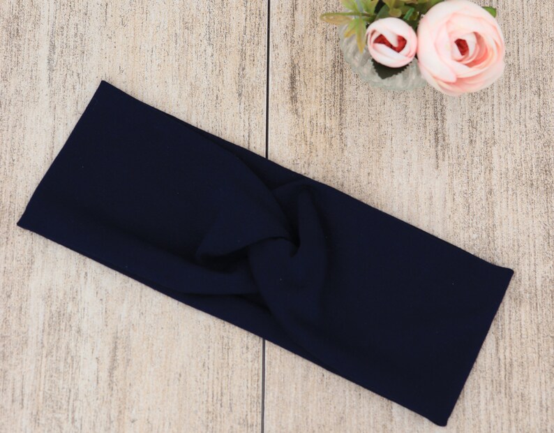 Biologische hoofdband dames Winterbloemen I. Haarband Damen Haarband van stof Rekbare hoofdband Stirnband Damen Bandeau-cheveux Yoga Dark blue