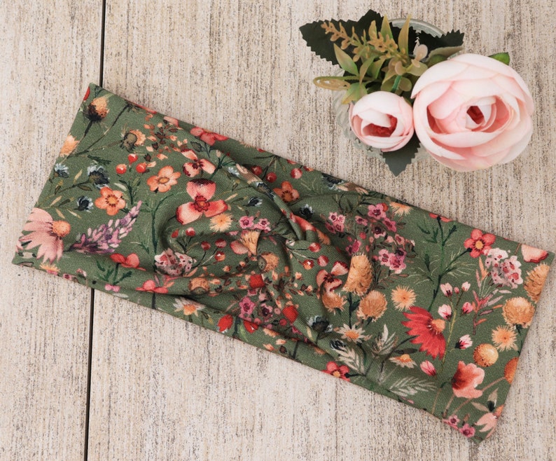 Biologische hoofdband dames Bloemenmix Haarband Damen Haarband van stof Rekbare hoofdband Stirnband Damen Bandeau-cheveux Yoga Floral dark