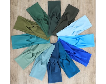 Organic Headbands for women | Stretchy cotton jersey | Blue Green | Hairbands for women | Nurse headband | Stirnband damen| Head bands| Yoga