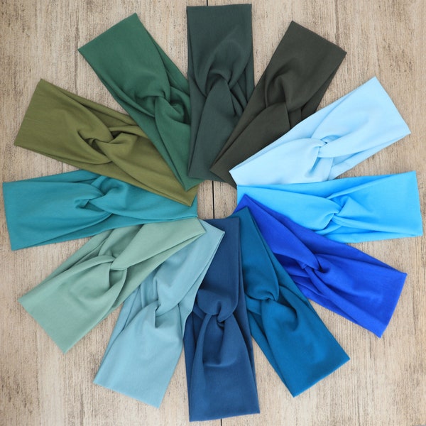 Organic Headbands for women | Stretchy cotton jersey | Blue Green | Hairbands for women | Nurse headband | Stirnband damen| Head bands| Yoga