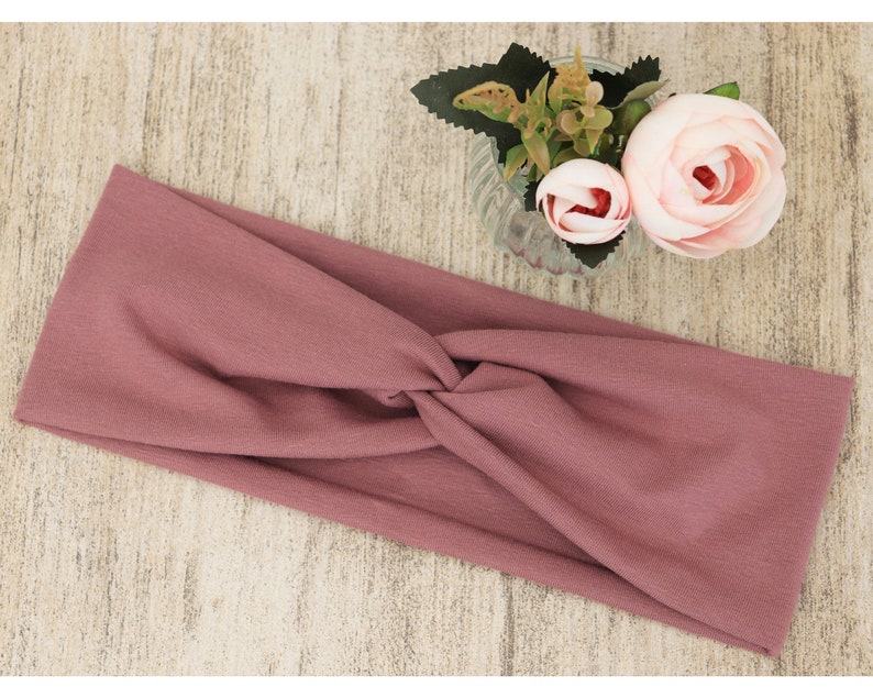 Biologische hoofdband dames Winterbloemen I. Haarband Damen Haarband van stof Rekbare hoofdband Stirnband Damen Bandeau-cheveux Yoga Old rose