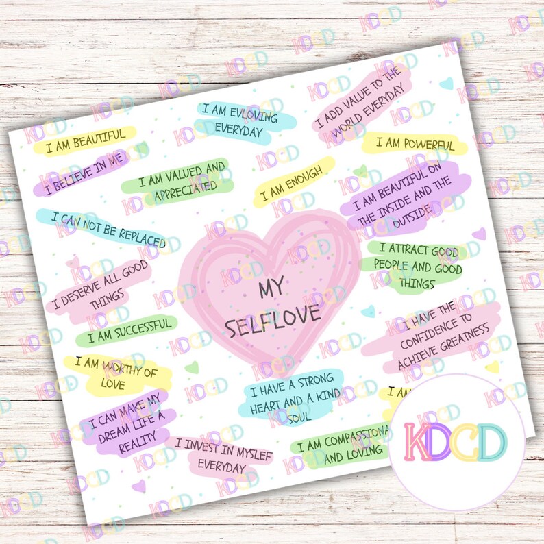 Self Love Affirmations Tumbler Wrap, 20oz Skinny Tumbler (digital ...