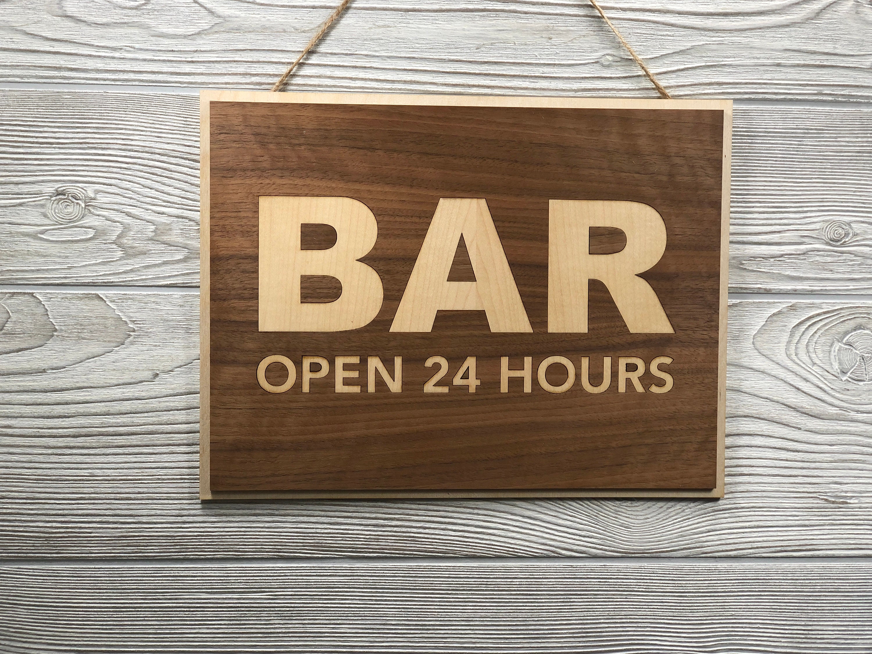 Open 24 Hours Bar Sign Etsy