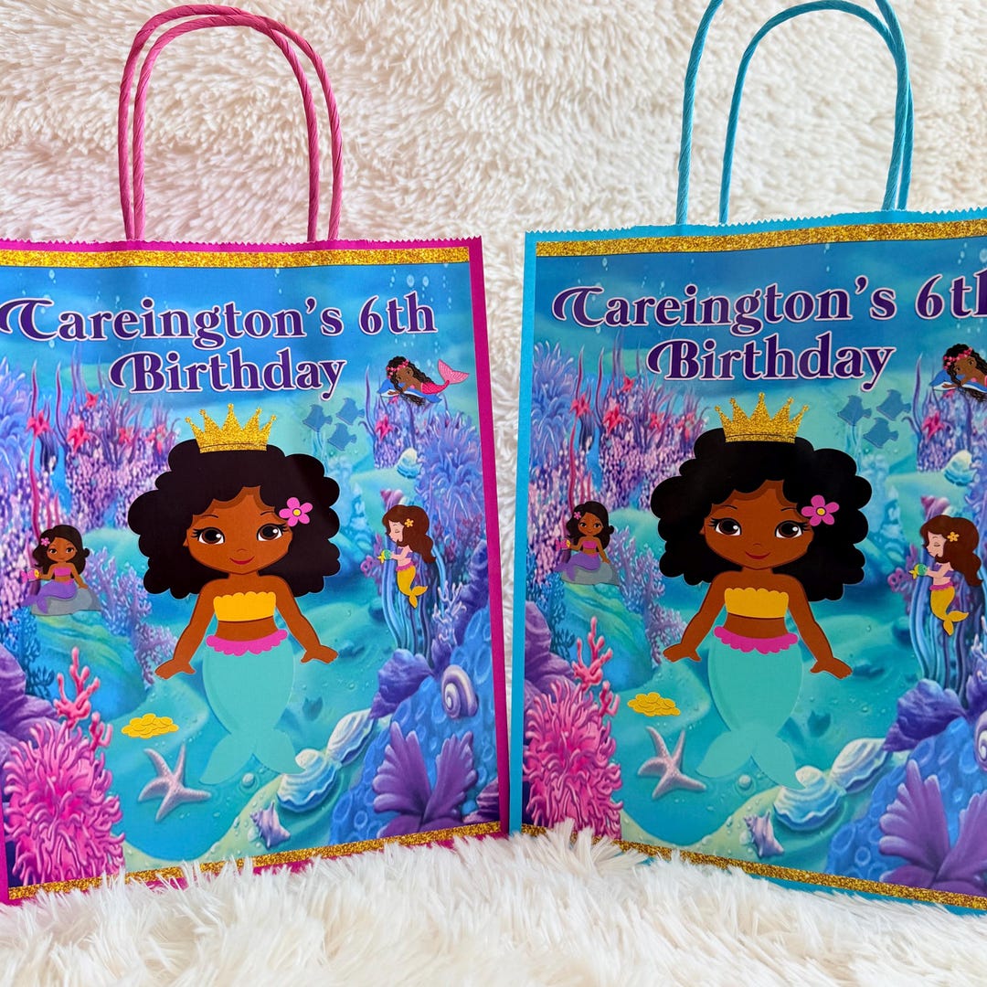 Personalized Mermaid Birthday Favor Bags: Under the Sea Party Goodie ...