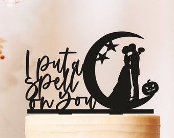 Halloween Wedding Cake Topper, I put a spell on you Cake Topper, Wedding Cake Topper, Halloween Cake Topper 2547