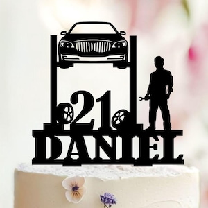 Adorno para tarta de cumpleaños de mecánico personalizado, herramienta de llave inglesa para coche