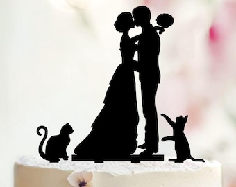 Cake topper with cats,silhouette cake topper with two cats,cats cake topper,wedding cake topper with cats,cake topper cats,Cat wedding