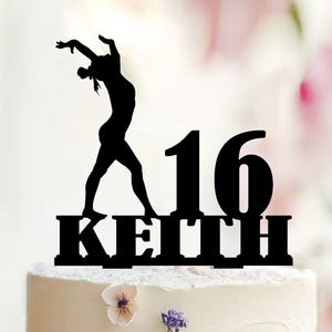 Gymnast birthday Cake Topper, Custom Cake Topper, Gymnastics Cake Topper, Silhouette Gymnast, Tumbling,Dance,Personalized cake topper