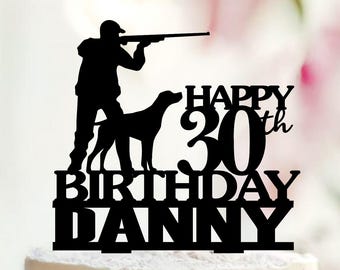 Hunting Cake Topper, Hunter With Dog Cake Topper, Cake Topper With