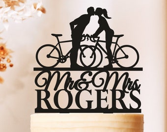 Bicycle Wedding Cake Topper, Bicycle Cake Topper, Bride and Groom on Bike cake topper, Bike Couple Cake Topper, Cake Topper Bicycle