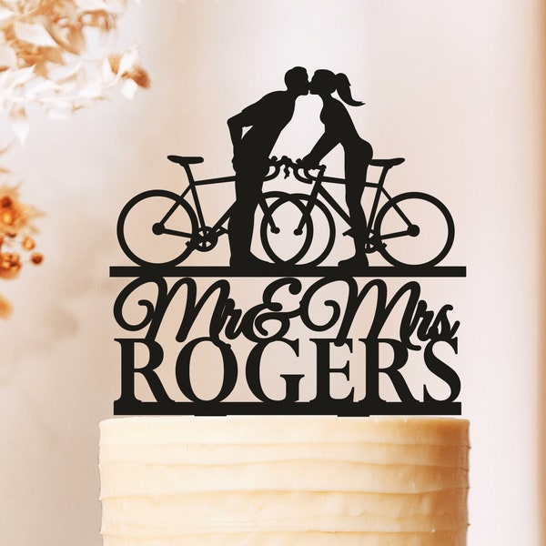 Bicycle Wedding Cake Topper, Bicycle Cake Topper, Bride and Groom on Bike cake topper, Bike Couple Cake Topper, Cake Topper Bicycle (2533)