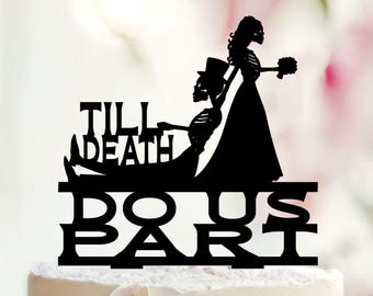 Skeleton Couple Wedding Cake Topper, Til Death Sugar Skull Decor