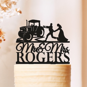 Tractor Wedding Cake Topper, Bride Pulling Groom Cake Topper, Farmer Wedding cake topper, Country cake topper, Tractor Driver Topper