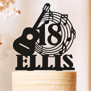 Acoustic Guitar birthday Cake Topper, Music Cake Topper, Guitarist, Musician, Band Party, Musical Instrument, Male Birthday Cake Topper 2578