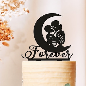 Skeletons Wedding Cake Topper, Till Death, Halloween Wedding Topper, Gothic Wedding Cake Topper, Forever cake topper, Skull Cake Topper
