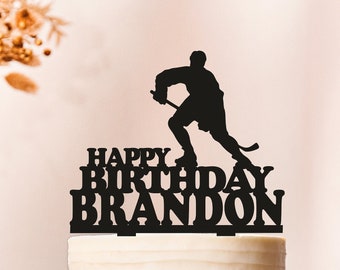 Hockey Cake Topper,Inline Hockey,Hockey Player Cake Topper,Ice Hockey,Sports Theme,Boys Birthday Party,Hockey Party,Personalized Cake(2035)