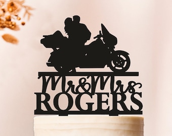 Coppia su moto Cake Topper, moto Wedding Cake Topper, moto Cake Topper, topper torta nuziale moto, bici Cake Topper 2386