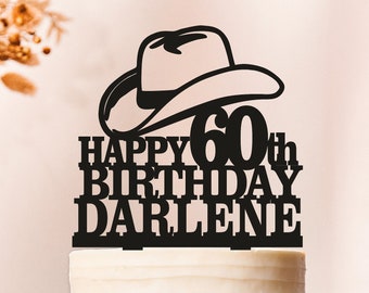 Happy Birthday Cowboy Cake Topper,Cowboy hat Cake Topper,Cowboy birthday Cake Topper,Western cake topper,Rodeo birthday cake topper 2401