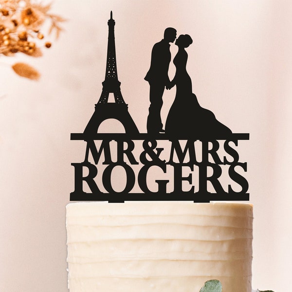 Paris Cake Topper,Eiffel Tower cake Topper,Wedding cake Topper,Groom and Bride Cake Topper,Custom Paris Cake Topper,Paris Silhouette (2165)