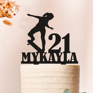 Skateboarding Cake Topper, Skateboarder Cake Topper, Skater Tricks, Extreme Sports, Male Skaterboarde,Cake Topper, Personalized Topper