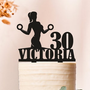 Female fitness cake topper,fitness cake topper,Birthday cake topper,gym cake topper,Power lifting cake topper,Crossfit Cake Topper (2353)