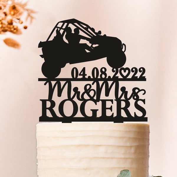 All terrain Vehicle silhouette Cake Topper,4 wheeler cake topper,ATV couple cake topper,ATV wedding cake topper,Wedding Cake Topper (2416)