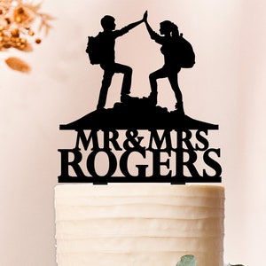 Mountain Climbers Cake Topper,Personalized Cake Topper,Wedding Cake Topper,Rock Climbing couple,Wedding Decoration,Surname Cake Topper 2142