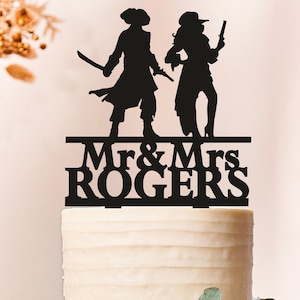 Pirates wedding cake topper,Mr and Mrs wedding cake topper,Pirates cake topper,Pirates birthday Cake topper,Pirates party,Pirates decor
