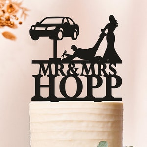 Adorno para tarta de bodas de mecánico de automóviles, adorno para tarta de mecánico de automóviles, adorno divertido para tarta, adorno para tarta de mecánico de automóviles, herramientas de llave inglesa, adorno para tarta de Sr. y Sra. 360