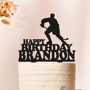 Hockey Cake Topper,Inline Hockey,Hockey Player Cake Topper,Ice Hockey,Sports Theme,Boys Birthday Party,Hockey Party,Personalized Cake(2035)