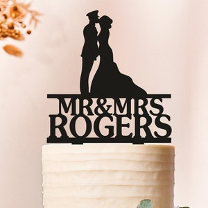 Wedding Cake Topper,Military Wedding Cake Topper,Silhouette Military Groom & Bride, Officer, Uniform Cake Topper,Welcome Home Soldier 2205 image 1