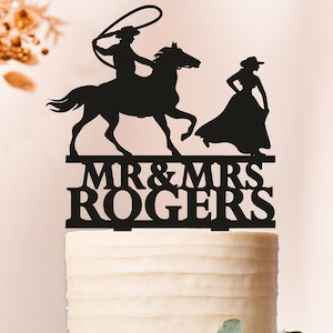 Topper per torta nuziale da cowboy, topper per torta nuziale da sposa e sposo, topper per torta nuziale country western, topper per torta da cowboy e cowgirl, topper per torta da signor e signora (2191)