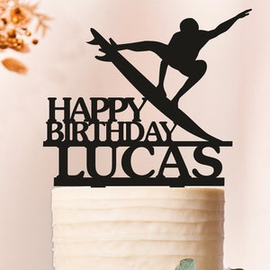 Surfer Cake Topper, Surfing Male Birthday cake topper, beach surfing cake topper, Surfer Party,Surfer decoration,Birthday Cake Topper