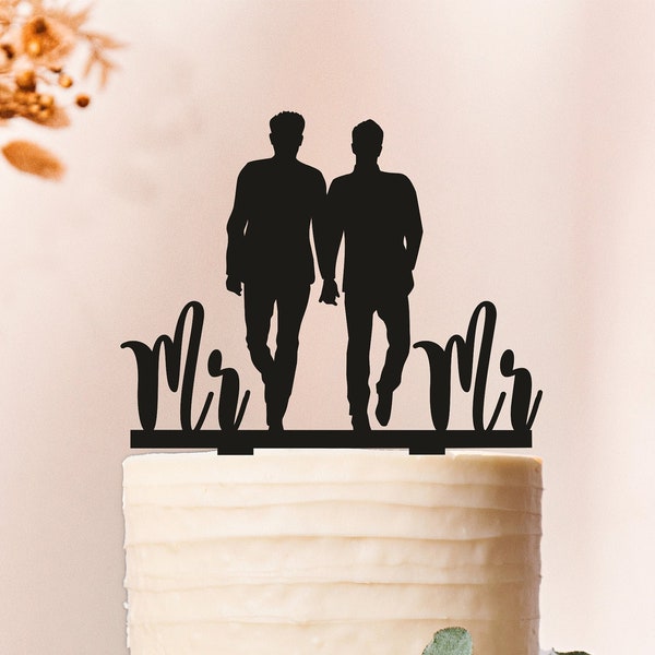 Gay cake topper for wedding, same sex cake topper, gay silhouette cake topper, wedding cake topper for men gift,gay cake topper,gay men 2224
