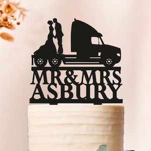 Wedding cake toppers, Trucker Wedding cake topper, Mr and Mrs cake topper, Truckers Cake Topper, Driver Cake Topper, Trucker Party (2187)