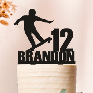 Skateboard Cake topper, Skateboarder topper,Skater Tricks,Extreme Sports,Male Skaterboarde,Personalized Cake Topper,Boys Birthday Party
