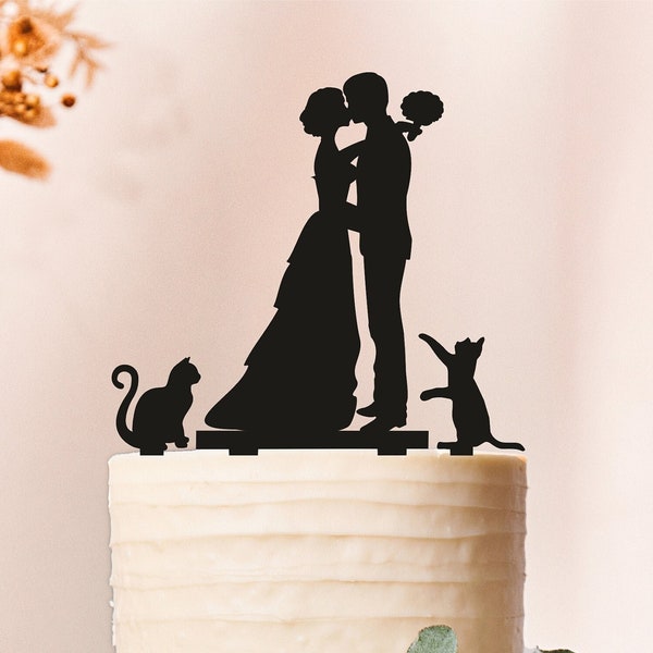 Cake topper with cats,silhouette cake topper with two cats,cats cake topper,wedding cake topper with cats,cake topper cats,Cat wedding(2020)