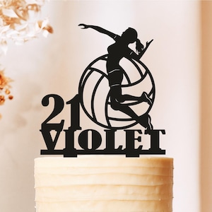 Female Volleyball Custom Birthday Cake Topper, Happy Birthday Volleyball with Name Cake Topper, Volleyball Player Birthday Cake Decoration