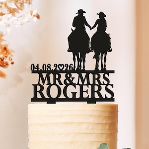 Decorazione per torta con sposi e cavallo, decorazione per torta nuziale country, decorazione per torta da cowboy, decorazione per torta con cavallo, cowboy con lazo, selvaggio west 2084